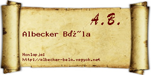 Albecker Béla névjegykártya