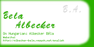bela albecker business card